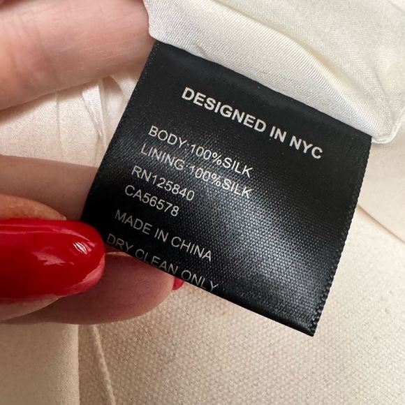 Intermix Cream Silk Blouse with Ruffle Detail Size 2 - Picture 14 of 15